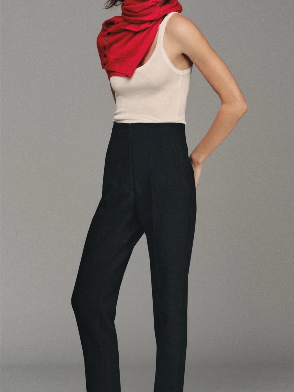 Zara Black High-Waist Tapered Pants - Women